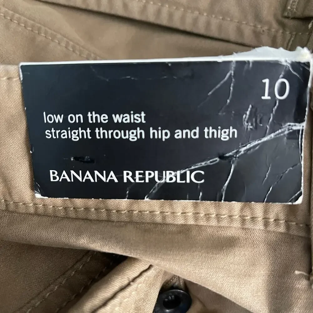 Banana Republic Khaki Chinos Wide Leg Dark Tan 10 NEW